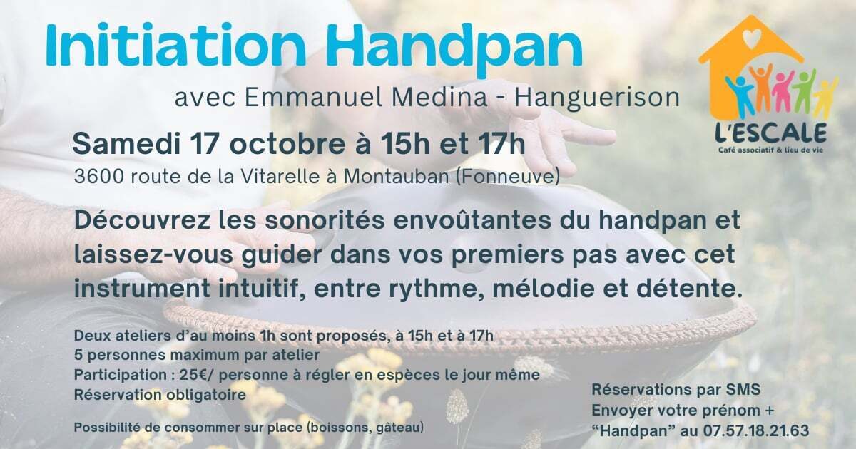 atelier d'initiation au handpan 17 octobre 2026