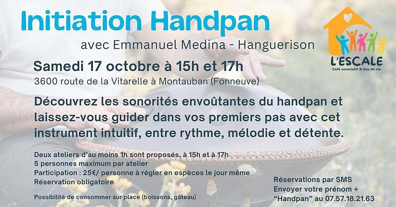 atelier d'initiation au handpan 17 octobre 2026